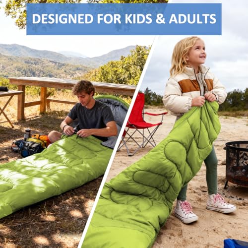 oaskys Camping Sleeping Bag - 3 Season Warm & Cool Weather - Summer Spring Fall Lightweight Waterproof for Adults Kids - C...