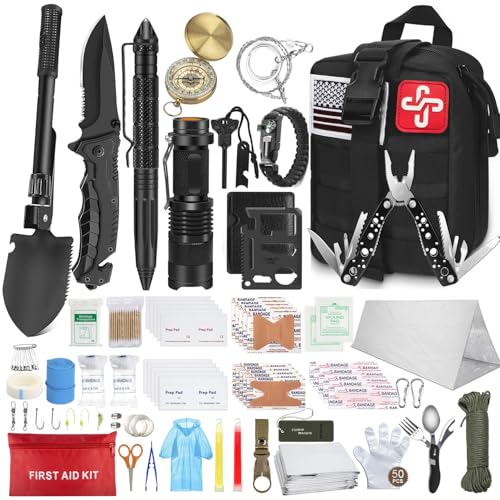 238Pcs Emergency Survival Kit and First Aid Kit, Professional Survival Gear Tool with Tactical Molle Pouch and Emergency T...