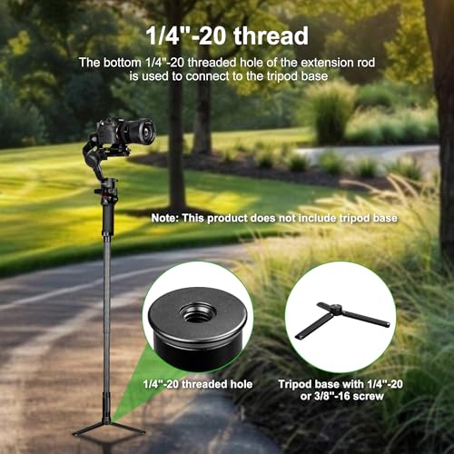 FANAUE Gimbal Extension Pole Carbon Fiber Extension Monopod Pole Stick with 1/4" Screw, 2 Section Universal Rod for Tripod...