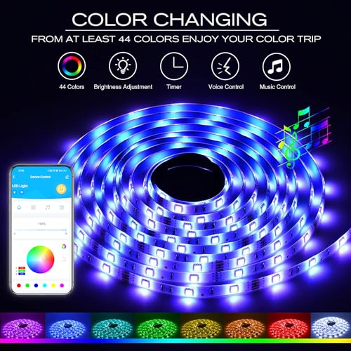 DAYBETTER RGB Led Light Strips Kit Compatible with Alexa and Google Assistant, Smart WiFi Led Strip Lights for Bedroom, Ro...