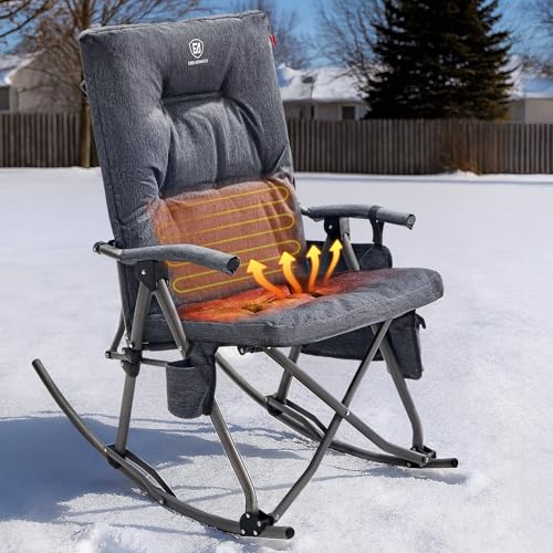 EVER ADVANCED Oversized Folding Rocking Camping Chair Set of 2, Padded Portable Rocker Chair for Patio, Lawn and Outdoors,...