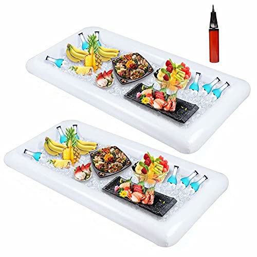 2 Pack Inflatable Serving Bar Buffet Cooler - Ice Tray for Food & Drinks, Portable for Parties, BBQ, Picnic, Pool Keep Col...
