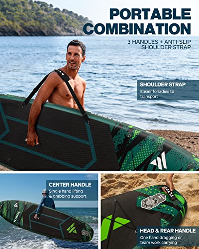 Flypark Couple Bundles｜11'x34''x6'' Extra Wide Inflatable Stand Up Paddle Boards, All Accessories+2, 116L Backpack, Should...