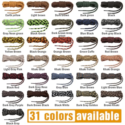Stepace Wave Round Boot Laces [2 Pairs] Heavy Duty Shoelaces,Work Boots & Hiking Shoes