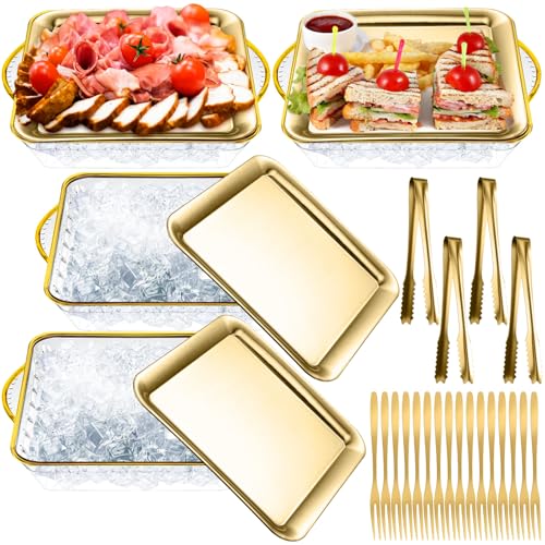 Baderke 9" Chilled Serving Tray for Christmas Parties Ice Chilled Party Platter Charcuterie Serving Board Cold Dish Dip wi...