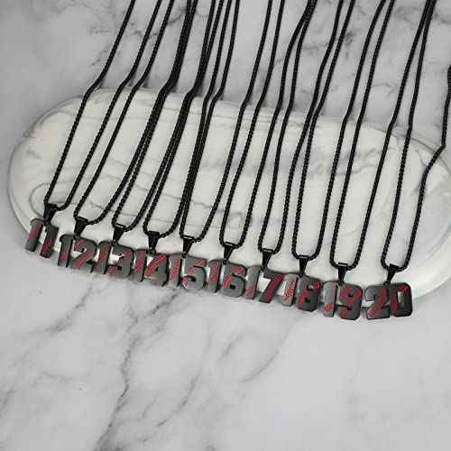 AIAINAGI Baseball Number Necklace - Stainless Steel Chain Pendant for Men Athletes 00-99 Jersey Number Gift