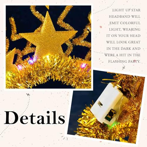JAKAWIN Light Up Star Crown Headband Glowing Headpiece Led Rave Costume Hair Accessories for Women