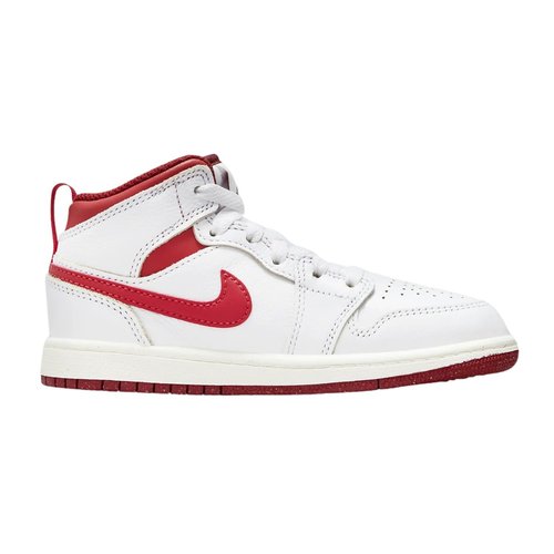 Jordan 1 Mid Se (Ps) Little Kid's Shoes Size- 1, White/Lobster-dune Red Sail