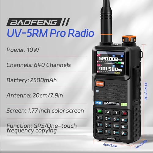 BAOFENG 5RM PRO 10W GPS Ham Radio Handheld, Long Range Walkie Talkies for Adults, UV-5RM PRO Multi-Band Two Way Radio with...