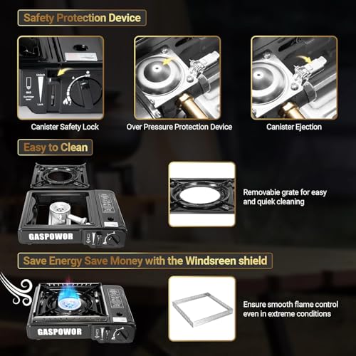 Propane or Butane Stove, Dual Fuel Propane Stove for Camping, 10,000 BTU Automatic Ignition Portable Camping Stove with Ca...