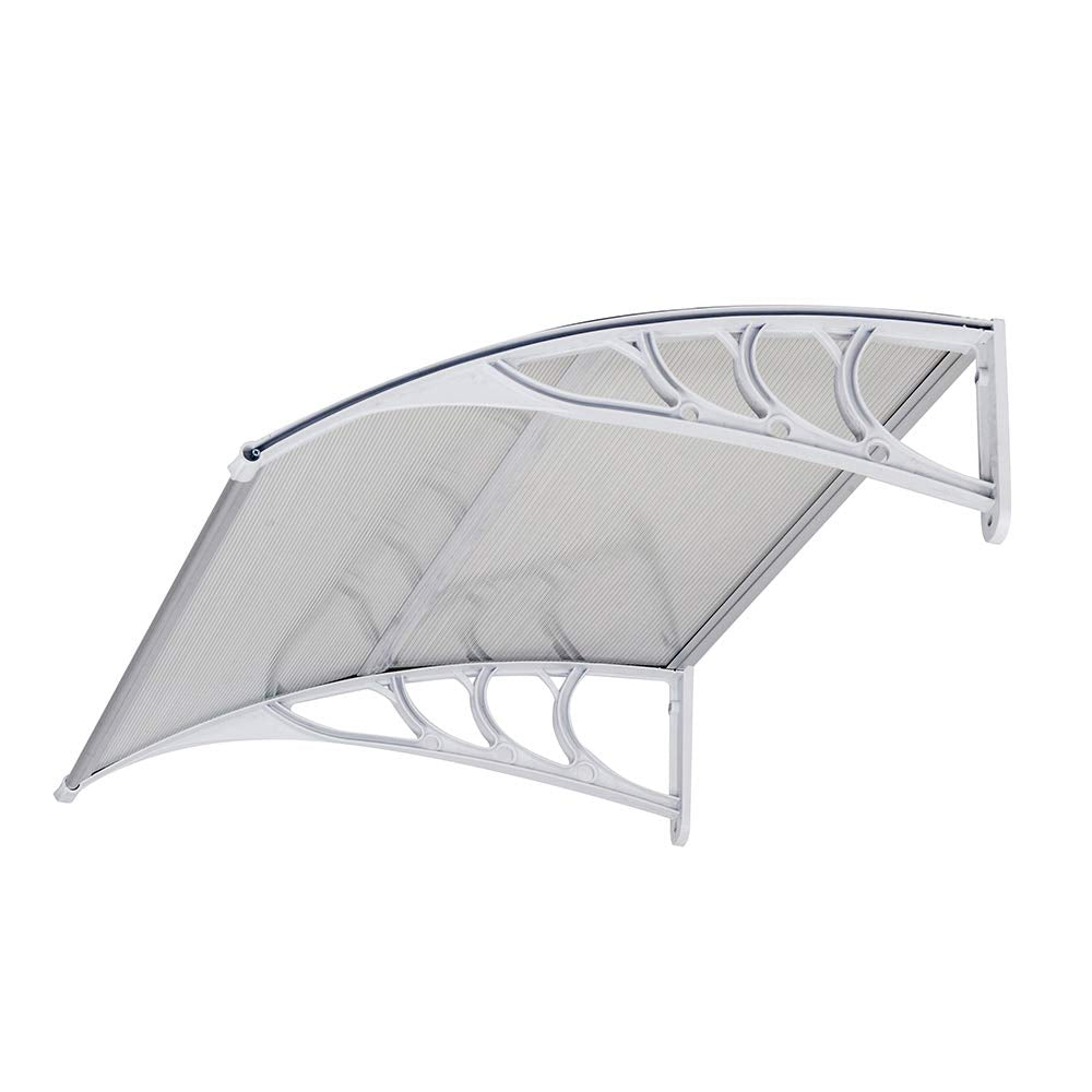 Outvita Window Awning Door Canopy 40"x30", Polycarbonate Cover Front Door Outdoor Patio Awning Canopy UV Rain Snow Sunlight Protection Hollow Sheet, Clear Board & White Bracket