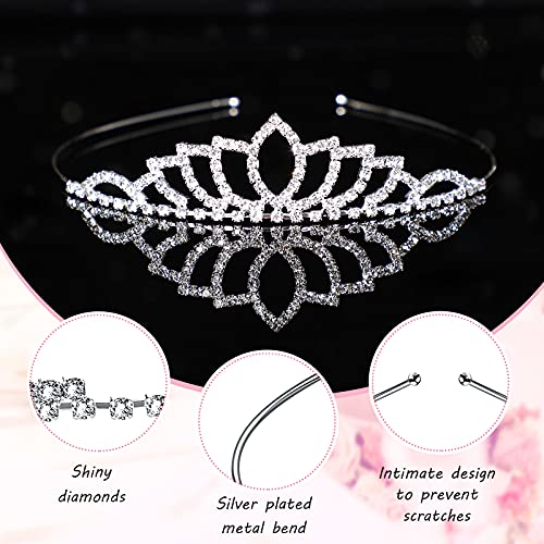 Hicarer 20 Pieces Girls Tiara Crown Silver Princess Crowns Girls Crystal Tiaras Bulk for Wedding Birthday Party Favor (Cut...