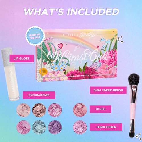 Petite 'N Pretty - WhimsiCali Eyeshadow & Cheek Makeup Palette and 10K Shine Lip Gloss Duo – Natural & Non-Toxic Face Make...