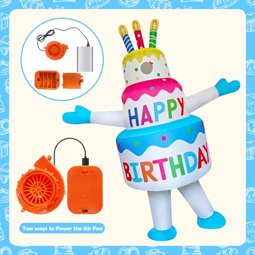 DAHAKII Funny Inflatable Birthday Cake Costume Cosplay Blow-Up Suit/Outfit for Adult/Birthday/Halloween/Christmas