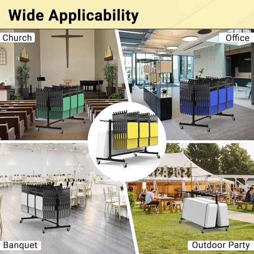 Eastrexon Folding Chair Rack, Heavy-Duty Folding Chair Cart with Swivel Wheels, 600 LBS Capacity for 12 Tables or 42 Chair...