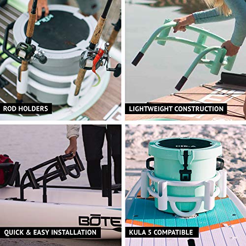 BOTE Fishing Hunting Rod Bucket Rac System Aluminum Rack Cooler Holder for Compatible iSUP Kayak Hard SUP Micro Skiff Stan...