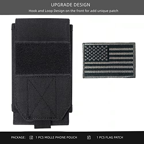 Heyqie Black Tactical Molle Cellphone Pouch Case,Heavy Duty Waterproof Phone Holster Bag for iPhone 14 15 16 Pro Max for S...