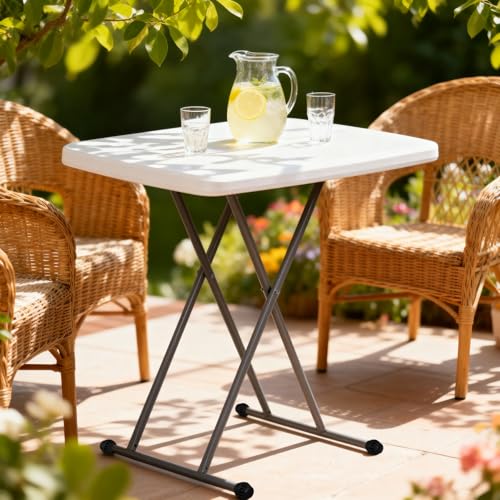 ZenStyle 3 ft Adjustable Folding Table, Indoor Outdoor Portable Plastic Dining Card Table Utility Table for Camping Dining...