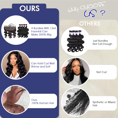 Human Hair Bundles Body Wave 16 18 20 Inch 3 Bundles 12A Human Hair Extensions 100% Unprocessed Brazilian Virgin Hair Deals Quick Weave Bundles Wet Wave Hair