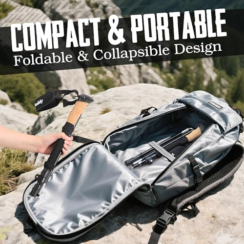 TrailBuddy Foldable Trekking Poles – Ultralight 7075 Aluminum, EVA & Cork Grip Collapsible Hiking Poles – Lightweight Adju...