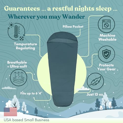 Sleeping Bag Liner for Hot or Cold Weather Camping, Ultra-Soft, Washable 86x35" , Lightweight & Anti-Static Polyester Kni...