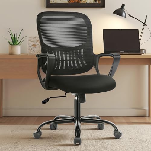Sweetcrispy Home Office Managerial Executive Chair with Ergonomic Design, Mid-Back Mesh Swivel, Comfortable Lumbar Suppor...