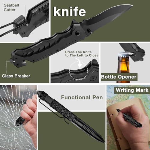 Survival Kits, Hiking and Camping Essentials, Emergency Survival Gear, Gifts for Men, Gifts for Dad, Husband, Teenagers, C...