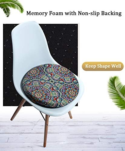 Sigmat Memory Foam Seat Cushion Anti-Slip Soft Round Chair Pad 18 Inch Floral