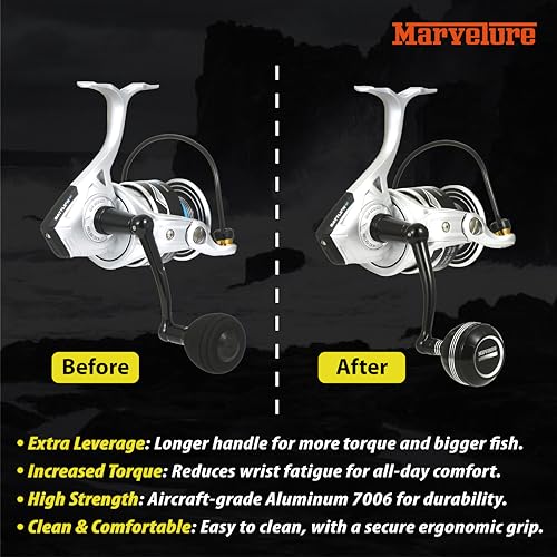 MARVELURE Foldable Power Handle for Penn Pursuit III IV, Battle DX III IV, Conflict I Spinning Fishing Reel Replacement Ha...