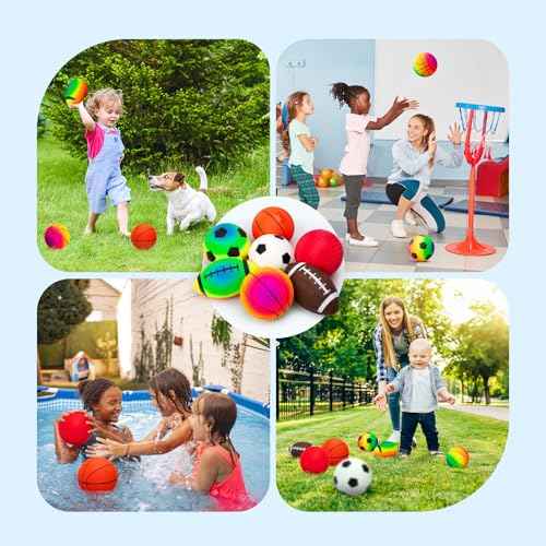 EVERICH Balls for Toddlers 1-3, 7 Pcs 5" Playground Balls for Kids, Soft Rubber Small Sports Ball Set with Football, Basketball, Soccer, Indoor Outdoor Toddler Toys Games Birthday Gifts for Boys Girls