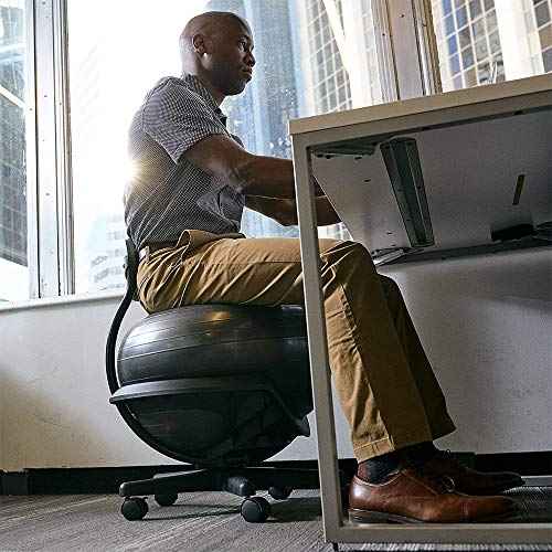 Gaiam Ultimate Balance Ball Chair (Standard or Swivel Base Option) - Premium Exercise Stability Yoga Ball Ergonomic Chair for Home and Office Desk - 52cm Anti-Burst Ball, Air Pump, Exercise Guide