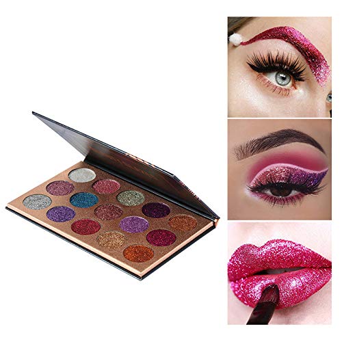 BestLand 15 Colors Glitter Eyeshadow Palette Shimmer Ultra Pigmented Makeup Eye Shadow Powder Long Lasting Waterproof Holi...