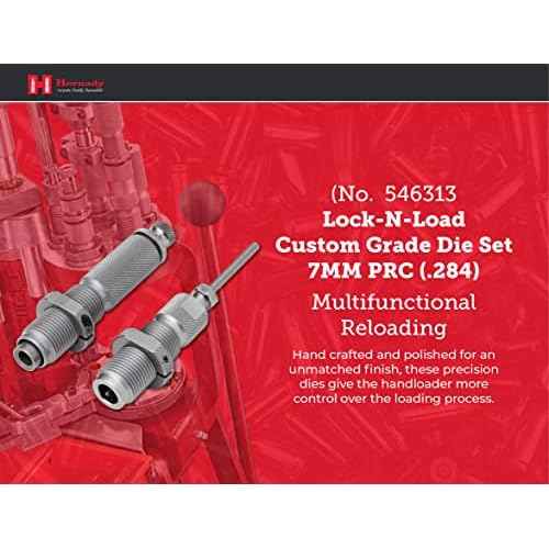 Hornady Custom Grade New Dimension 2-Die Set, 7MM PRC (.284) (546313)- Caliber Specific Reloading Equipment for Handloaders with Full Length Sizer Die, Seating Die, Sure-Loc Rings, & Storage Box