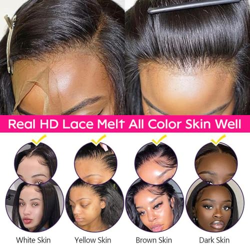 13x6 Skinlike Real HD Lace Frontal Only Human Hair,0.10mm Ultra-thin Invisible Swiss HD Lace Front Human Hair,Pre Plucked Invisible Small Knots, Silky Straight 13x6 Frontal Closure 20 Inch