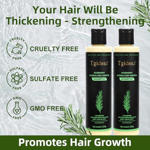 Organic Rosemary Hair Growth Shampoo for Women and Men-Natural Thickening & Strengthening Shampoo with Hydrolyzed Keratin for Thinning Hair & Hair Loss 7.4 fl.oz