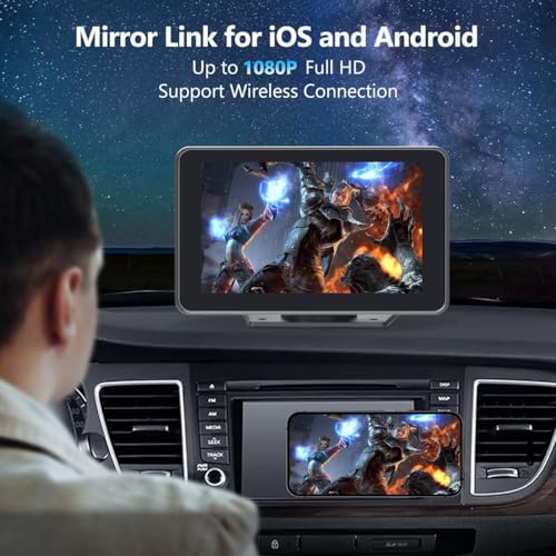 Carplay Screen for Car with Apple CarPlay/Android Auto, 7" Wireless Car Stereo, Portable Touchscreen Car Radio with Blueto...