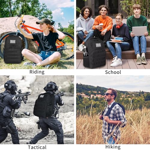 TBNBO Military Tactical Backpack for Travel Hiking,Black Backpack for Men with Bottle Holder, 30L Small Laptop Backpack fo...