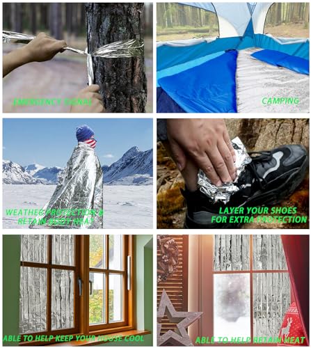 MIXIAO Emergency Foil Thermal Blanket (Pack of 25), 210 x 160 cm (82" x 63") Emergency shelter Survival Reflective Blanket...