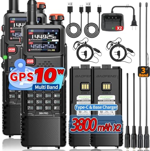 BAOFENG Ham Radio Handheld Long Range 5RH PRO GPS 10W Walkie Talkies NOAA Weather Receiver Two Way Radio Rechargeable 3800...