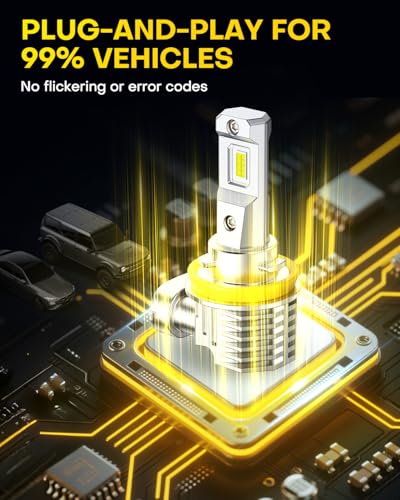 AUXITO 9005 H11 LED Bulbs, 900% Brighter HB3 H8 Light Bulbs, Plug N Play, 20 Years Long Lifespan, No Flicker, 99% Compatib...