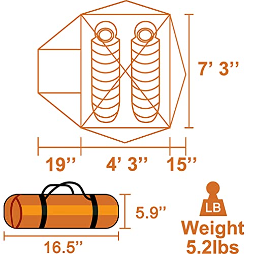 Clostnature Lightweight 2-Person Backpacking Tent - 3 Season Ultralight Waterproof Camping Tent, Large Size Easy Setup Ten...
