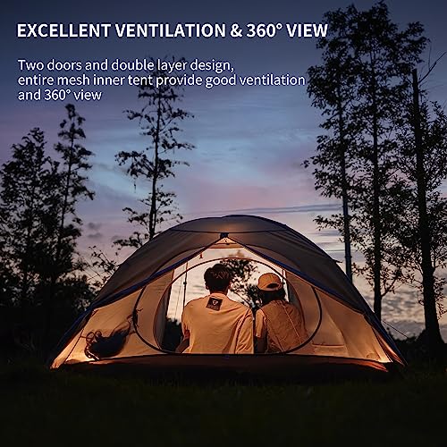 Naturehike Cloud River 2 Person 3 Person Backpacking Tent, Waterproof 2 Person 3 Person Tents for Camping, Double Layer Ca...