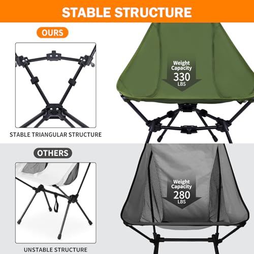 Camping Chair + Backpacking Tent, Orange 2 Person 4 Season Tent & Ultralight High Back Aluminum Widen Frame Structure Fold...