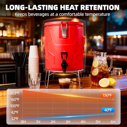 Beverage Dispenser 4 Gallon, Hot Drink Dispenser with 304 Stainless Steel Interior & Spout, Hot Water Dispenser for Partie...