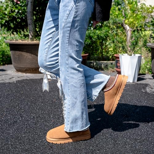 XIXITIAO Slippers for Women Suede Leather Platform Slippers Slip on Cozy Winter Womens House Slippers for Indoor Outdoor