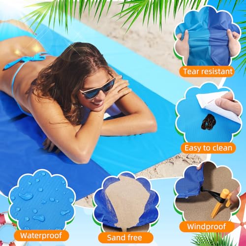 Drydiet Extra Large Beach Blanket Sandproof Waterproof 10 x 9 ft Beach Mat for 2-8 Adults Oversized Quick Drying Outdoor P...