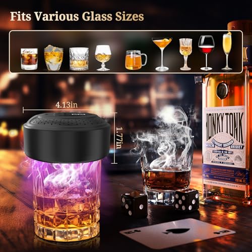 Electric Whiskey Smoker Kit - 6 Wood Chip Flavors, Built-in Lighter&Ambient Light, No Butane Needed Rechargeable Cocktail ...