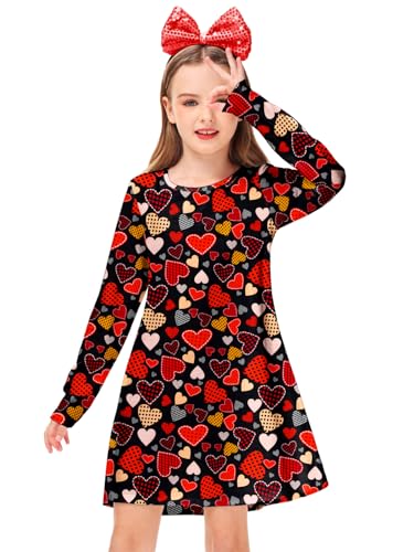 Deerose Girls Valentine's Dress Long Sleeve Mardi Gras Dresses 3-14 Years
