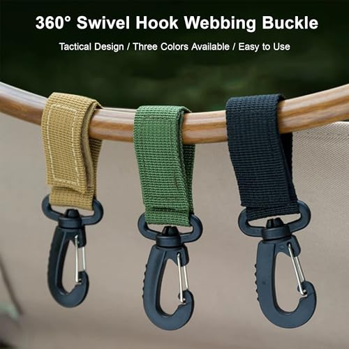 Tactical Rotating Key Ring Chain, Swivel D-Ring Snap Clip Carabiner, Multifunction Keychain Webbing Belt Holder, Gear Hook...