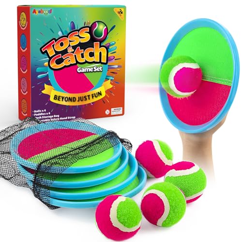 Ayeboovi Toss and Catch Ball Set Boys Toys Outdoor Toys Yard Games Outside Games Beach Toys for Kids Ball and Catch Game w...